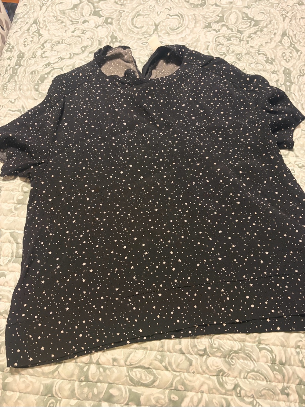 H&M Women's Black Star-Print Short Sleeve Top